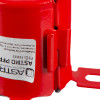 Close-up of the fastening mechanism on an astroflame 4hr intumescent pipe collar 32mm in red