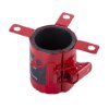 Top angle view of astroflame intumescent pipe collar small 40mm showing red metal frame and black inner lining