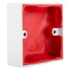 angled view of astroflame pfp putty pad internal single installed showing red interior in a white frame