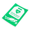 Green and white Ahaeds Aed Self Adhesive Wall Sign Angled showing defibrillator heart restarter symbol and figure lying down