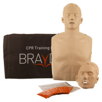 Brayden CPR Manikin showing Manikin Torso, Alternate Face, and Instructions