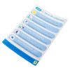 Angled image of Ahdefs How To Use A Defibrilator Self Adhesive Wall Sign showing step-by-step instructions in blue and white