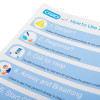 Closeup of Ahdefs How To Use A Defibrilator self adhesive wall sign showing step by step instructions