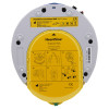 Back view of the heartsine samaritan pad 350p trainer showing yellow Trainer-Pak with instructional diagrams