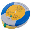 angled view of the Heartsine 360p trainer unit showing the top with instructional graphics and buttons