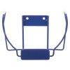 Front view of blue Heartsine Samaritan Pad defibrillator wall bracket with two mounting holes and curved wire supports