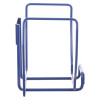 side view of blue metal heartsine samaritan pad defibrillator wall bracket