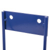 Top view of blue Heartsine Samaritan pad defibrillator wall bracket with two mounting holes visible