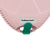 Closeup detail of heartsine samaritan paediatric pak pads showing part of the pink casing and green tab