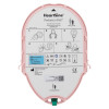 heartsine samaritan paediatric pak pads showing the front side with instructions and symbols on a white and pink casing
