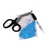 Part of the rapidstop bleed kit advanced showing emergency shears, blue nitrile gloves in a bag, and a black permanent marker