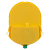 Back view of the heartsine trainer pak rewind mechanism showing the yellow casing and green tab