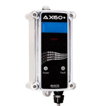Front view of the analox ax60 blue strobe alarm showing its labelled buttons and indicators