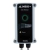 Front view of the Analox AX60 CO2 sensor showing the main panel with a central circular feature and power indicator light