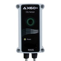 Front view of the Analox AX60 CO2 sensor showing the main panel with a central circular feature and power indicator light