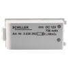 Back of schiller fred easyport battery showing text and specifications on white surface