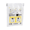 schiller fred easyport paediatric defibrillator pads packet shown at an angle with application instructions and illustrations