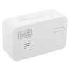 black and decker carbon monoxide alarm shown from an angled view with visible buttons and labels