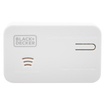 front view of black and decker carbon monoxide alarm showing logo and labels on a white background