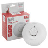 black and decker mains powered smoke alarm with its packaging showing the alarm and the box