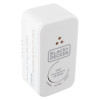angled view of black and decker connected 10yr battery carbon monoxide alarm showing front with test and silence button