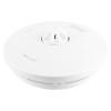 angled view of black and decker kitchen 10yr battery wireless heat alarm in white with central sensor details visible