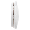 side view of a black and decker connected smoke alarm showing vent openings and safety warning text