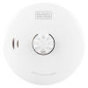 Front view of black and decker multi sensor 10yr battery smoke alarm showing central sensor and logo