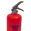 Top close-up of the p50 service free 2kg powder extinguisher showing the handle and pressure gauge