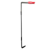Side view of p50 2ltr water mist extinguisher bracket showing its long black metal structure with red tips
