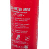 Close up view of p50 service free 2ltr water mist extinguisher showing label and instructions