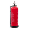 Red p50 service free 2ltr water mist extinguisher shown from the side with a mounting bracket attached