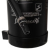 Close-up of the black discharge nozzle and hose connection on a P50 foam fire extinguisher