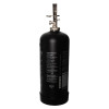 Black foam fire extinguisher with side-mounted maintenance and specification labels.