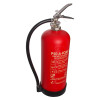 angled view of britannia p50 fluorine free a foam service free fire extinguisher with red body and black hose