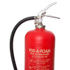 Top view of a britannia p50 fluorine free a foam service free fire extinguisher showing the handle and hose connection