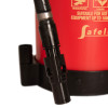 Close up of the black nozzle on the p50 fluorine free b foam extinguisher showing connection details