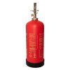 Side view of a red p50 fluorine free b foam extinguisher showing the valve and instructions on the body