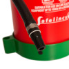 Close-up of the hose attached to a p50 service free lithium ion avd extinguisher showing its nozzle and part of the container