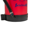 Close up view of the bottom section of the p50 service free 6kg powder extinguisher showing hose connection and base