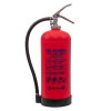 Red p50 service free 6kg powder extinguisher shown from the front with a black hose and metal handle