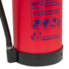 close up of the bottom section of a p50 med service free 6kg powder extinguisher showing warnings and instructions