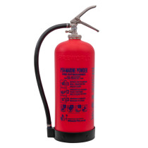 p50 med service free 6kg powder extinguisher showing front view with red body black hose and metal handle