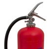 Close-up of the handle on a p50 med service free 6kg powder extinguisher showing the lever and pressure gauge