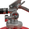 Close up of the pressure gauge on a p50 wet chemical fire extinguisher showing the pressure level in bar