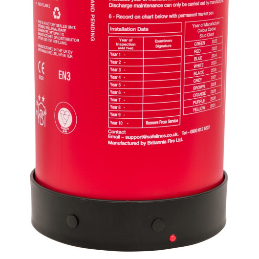 installation table on p50 6ltr water mist extinguisher 