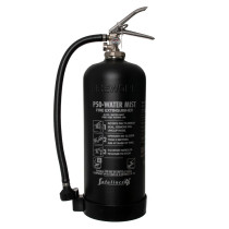 Befw6Wmb P50 6L Water Mist Fire Extinguisher black cylinder with hose and metal handle shown from front angle