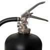 Close-up of the silver valve and black hose on the Befw6Wmb P50 6L Water Mist Fire Extinguisher Black Handle