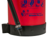 Close up of the bottom of the p50 service free 9kg powder extinguisher showing the base and attached hose end