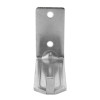 Front view of a silver Britannia p50 fire extinguisher wall bracket with two mounting holes and a curved hook shape